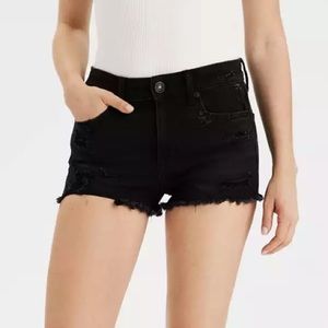 American Eagle black high rise denim shorts